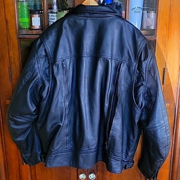 Classic Leather Gear heavy black leather vented biker jacket size 4X - Picture 3 of 5